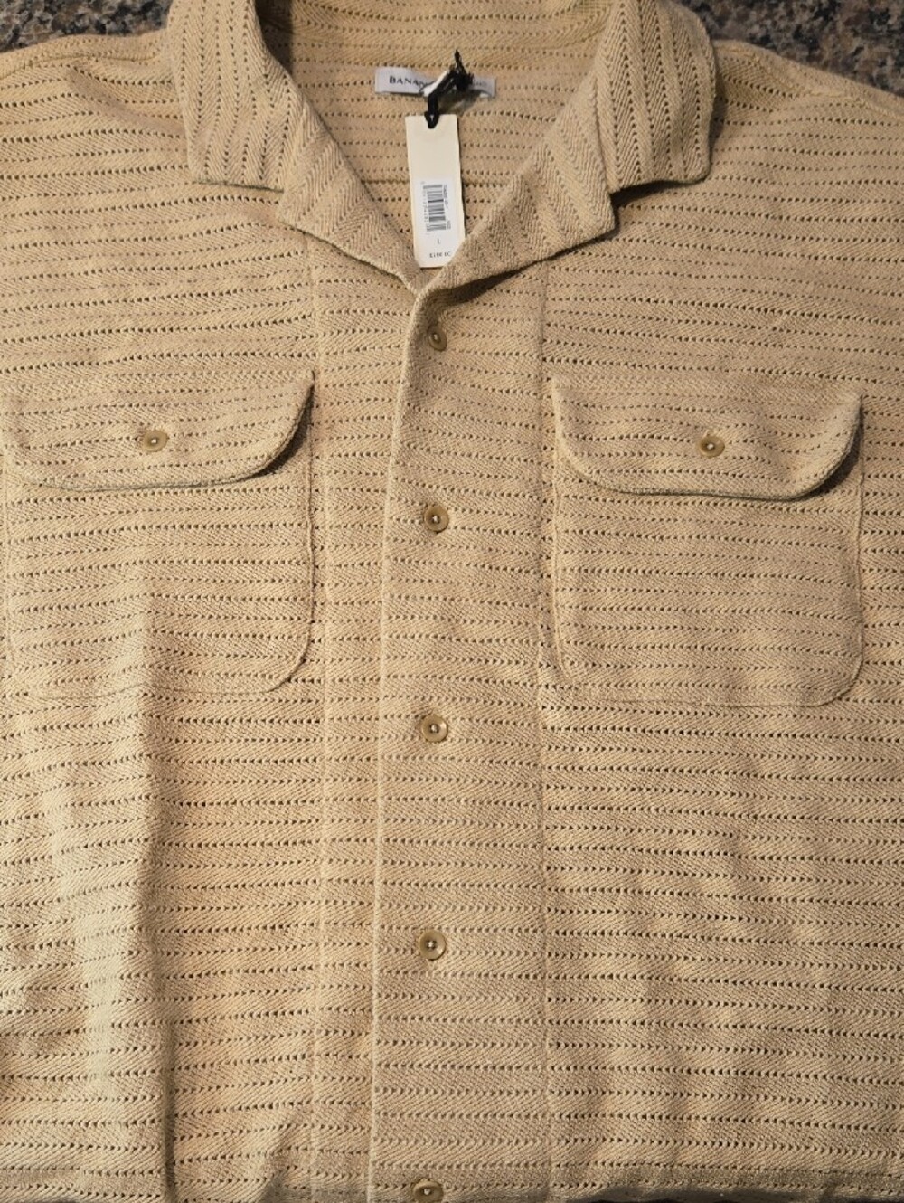 Banana Republic Herringbone Jacquard Resort Shirt Large - Picture 7 of 10